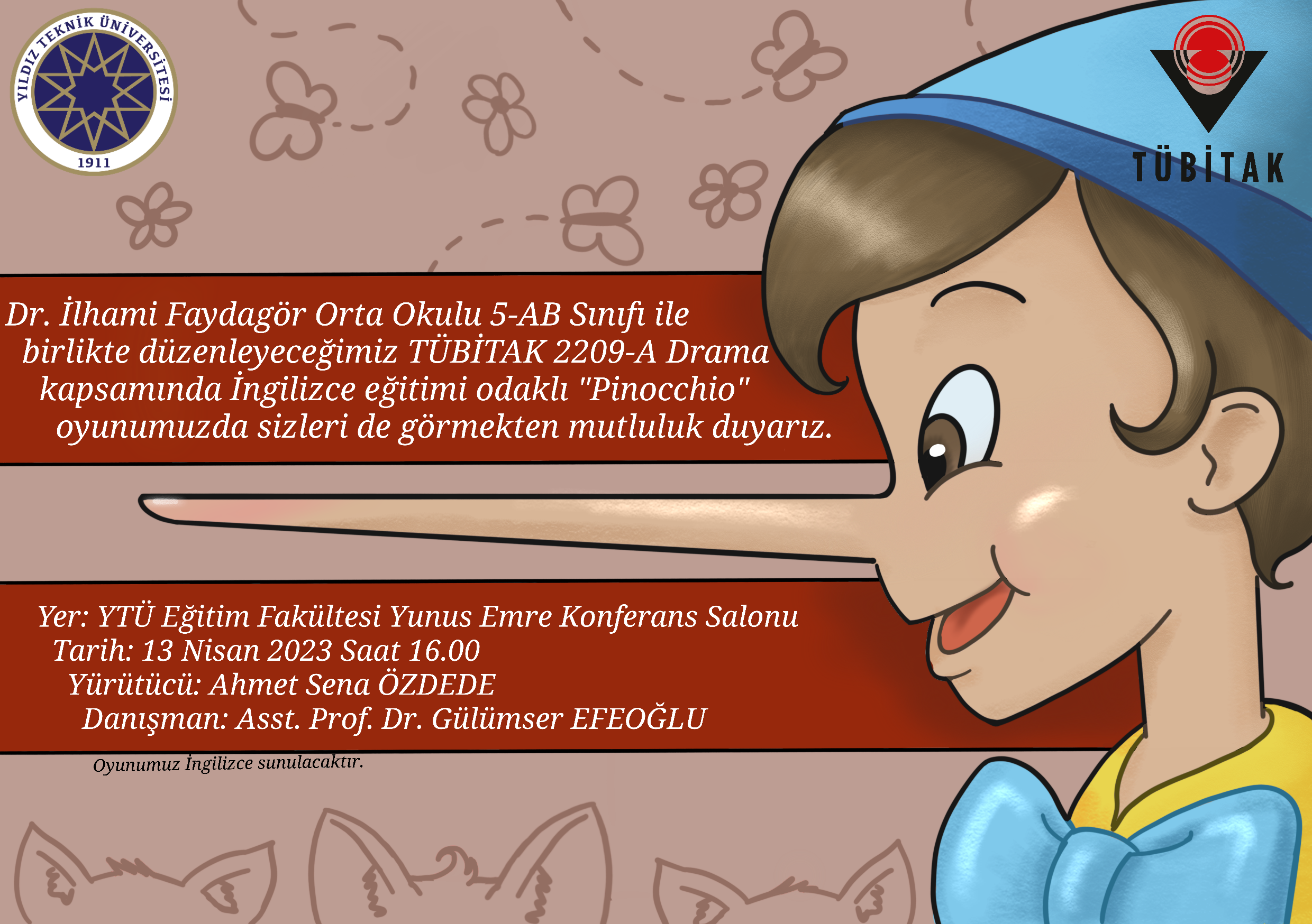 TÜBİTAK 2209-A Drama Etkinliği Davetiyesi 